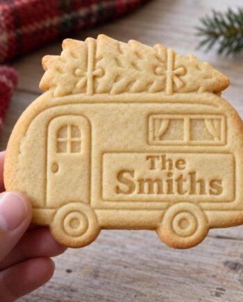Personalized Christmas Camper Cookie Cutter and Stamp, Custom Family Name, 3 Inch