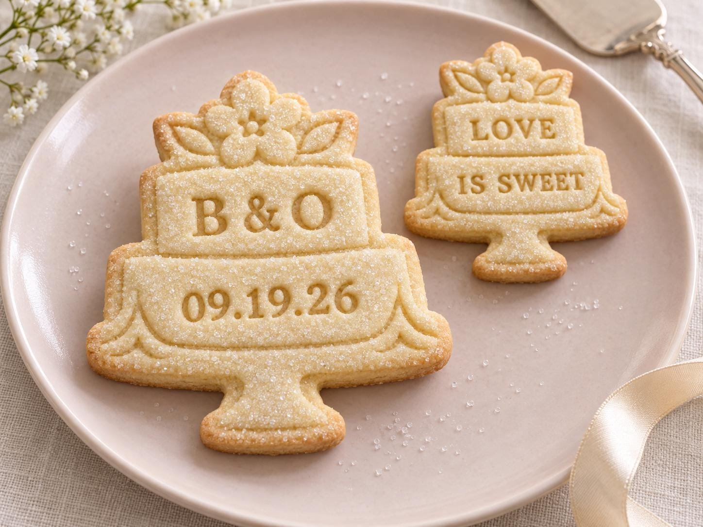 Wedding Cake Cookie Stamp and Cutter, Personalized Initials and Date, 3 Inch - Image 2