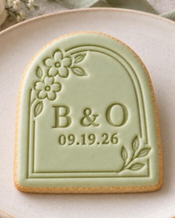 Floral Arch Wedding Cookie Stamp and Cutter, Personalized Initials and Date, 3 Inch