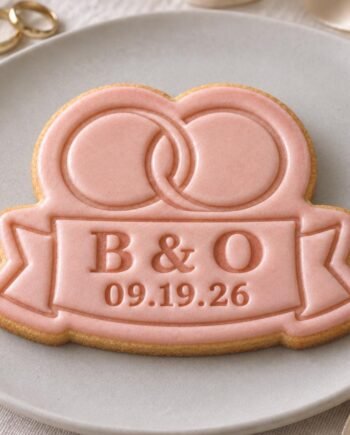 Personalized Wedding Rings Cookie Stamp and Cutter, Custom Initials and Date, 3 Inch