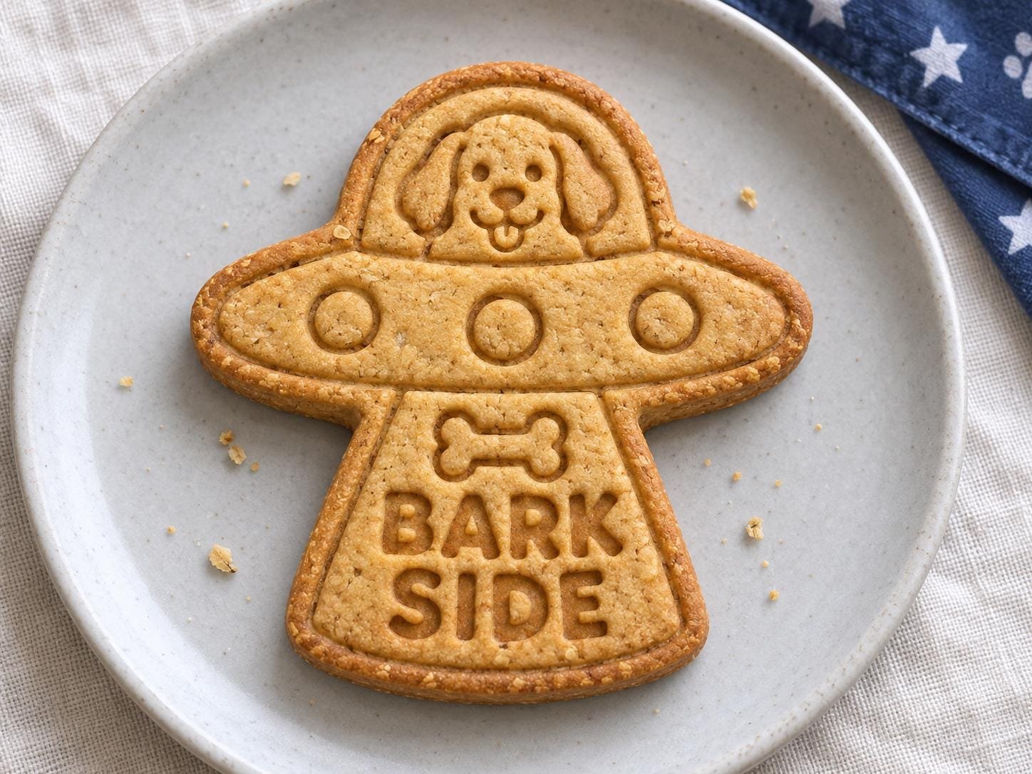 Bark Side UFO Cookie Cutter and Stamp Set, 3-Inch Space Dog