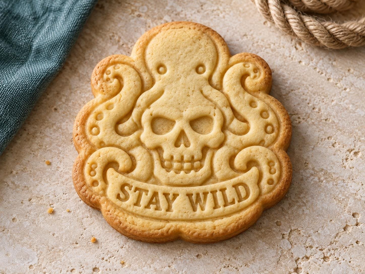 Kraken Skull Cookie Cutter and Stamp Set, Stay Wild Pirate Design