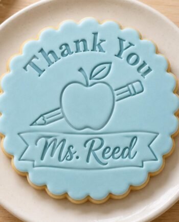 Teacher Thank You Cookie Stamp and Scalloped Cutter, Personalized Name