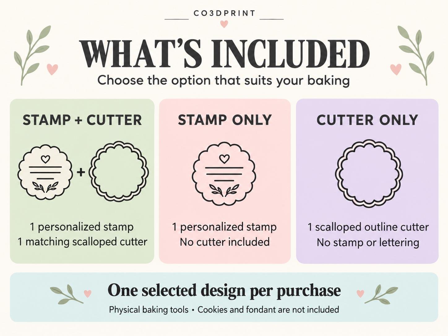 Personalized Cookie Stamp and Scalloped Cutter, 10 Birthday, Wedding and Celebration Designs - Image 3