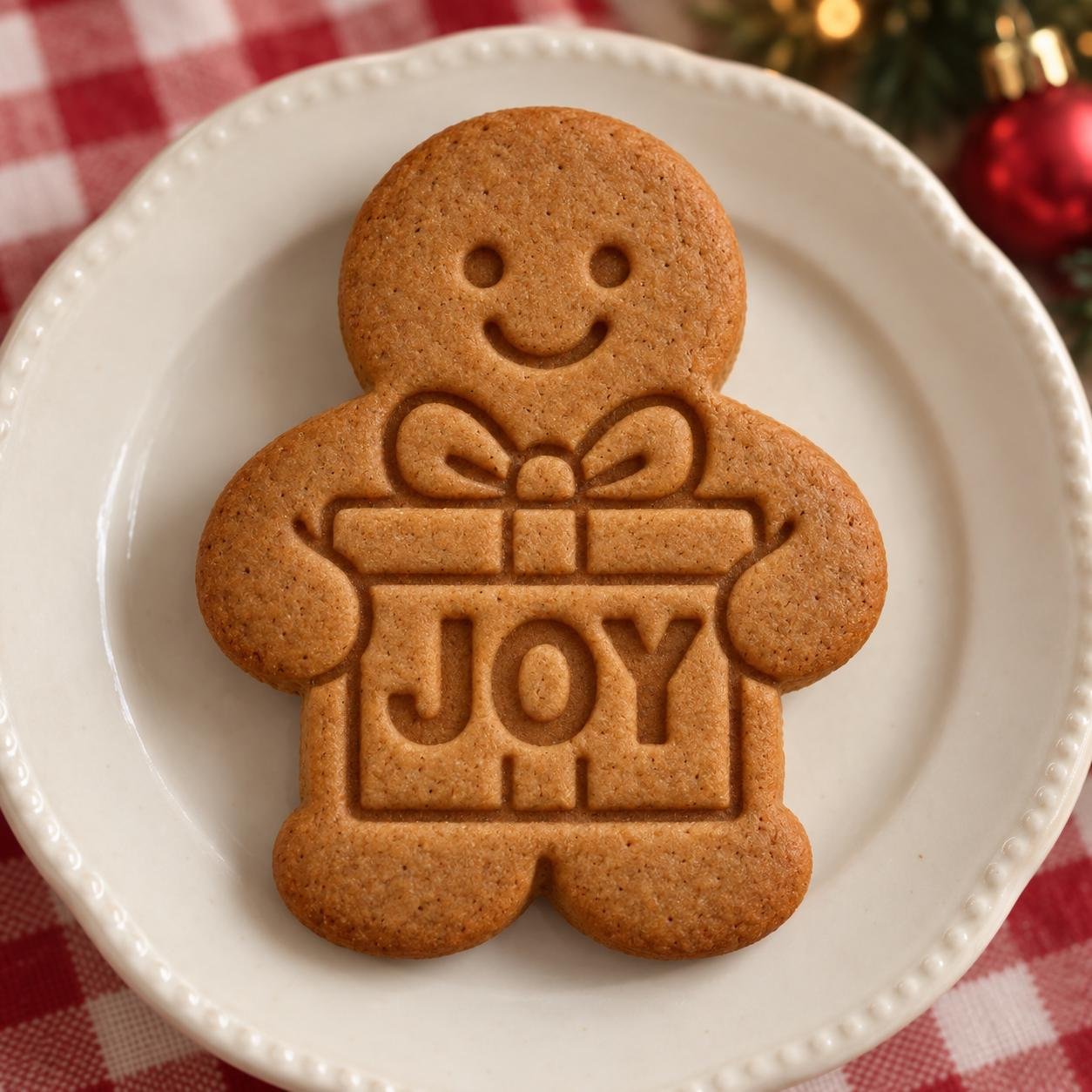 Personalized Gingerbread Gift Hug Cookie Stamp and Cutter, Christmas Name Baking Set
