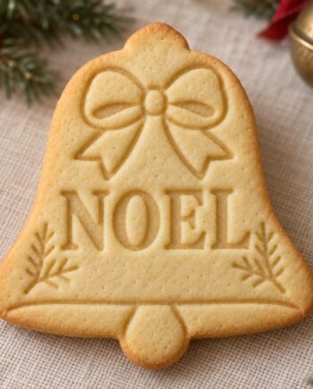 Personalized Christmas Bell Cookie Stamp and Cutter, Custom Initial or Name with Bow