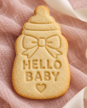 Bow Baby Bottle Cookie Stamp and Cutter, Optional Custom Name, Baby Shower