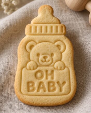 Teddy Bear Baby Bottle Cookie Stamp and Cutter, Optional Custom Name