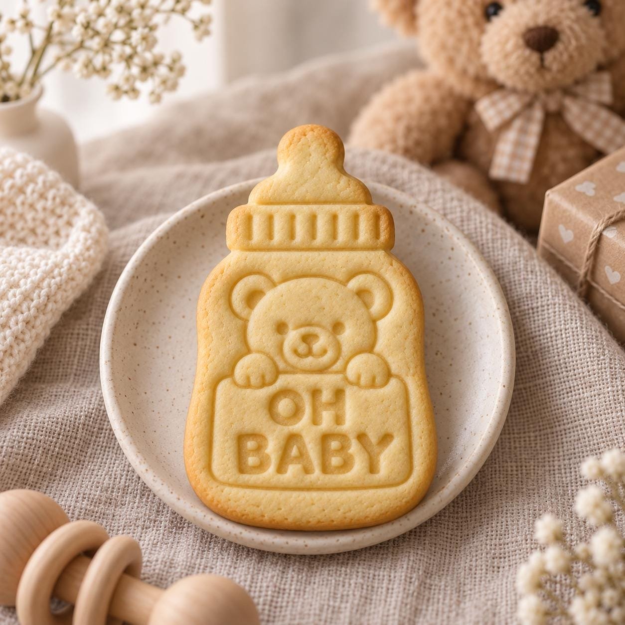 Baby Bottle Cookie Stamp and Cutter, Five Designs, Optional Custom Name - Image 9