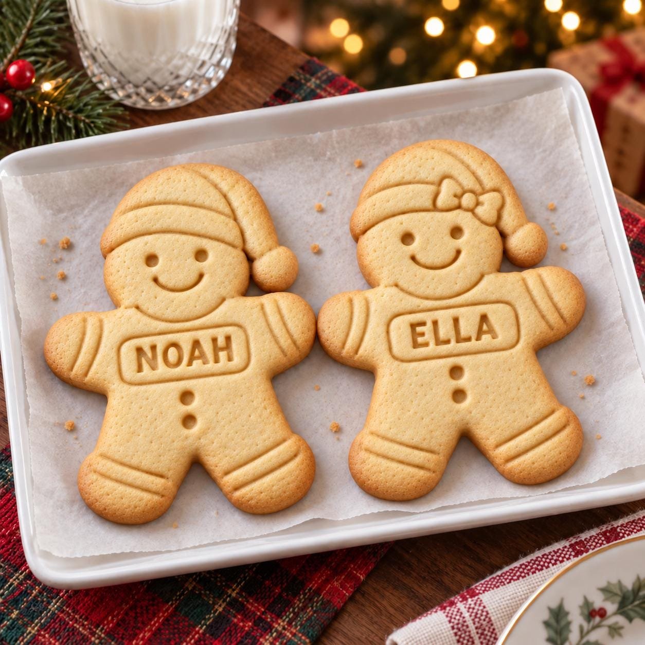 Personalized Gingerbread Christmas Pajamas Cookie Cutter and Stamp, Boy or Girl, Custom Name, 5 Inch - Image 4