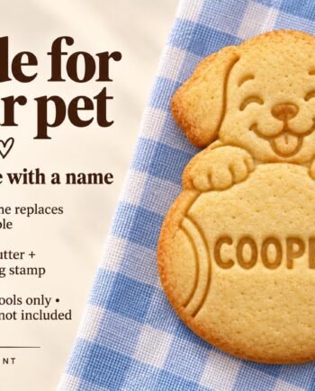 Personalized Dog Cookie Cutter and Stamp, Tennis Ball Puppy, Custom Pet Name, 3 Inch