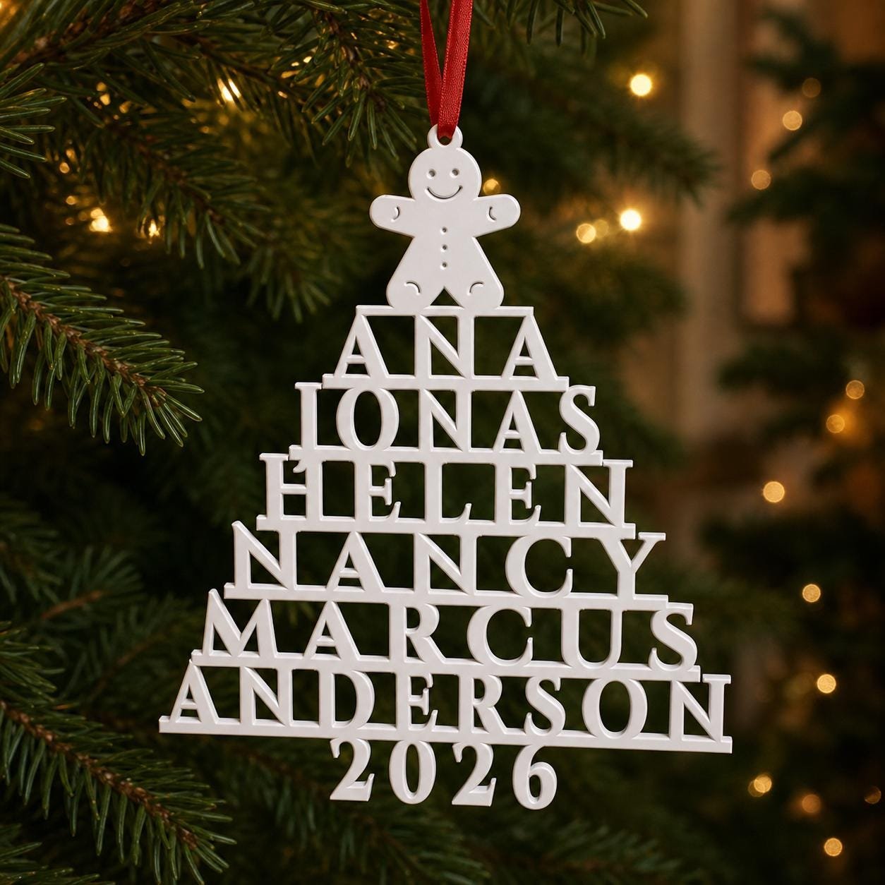 Personalized Family Christmas Ornament 2026, Custom Name Tree with Choice of Topper - Image 4