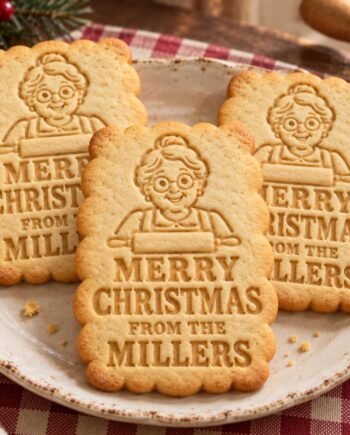 Personalized Grandma Christmas Cookie Cutter and Stamp Set, Vintage Kitchen Family Name, 3 Inch