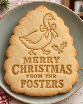 Personalized Christmas Goose Cookie Cutter & Stamp Set, Folk Art Bow Design (3 Inch)