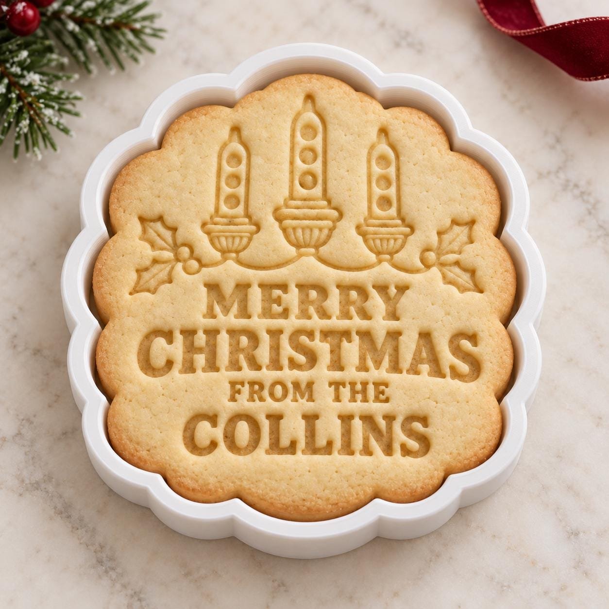 Personalized Christmas Cookie Cutter & Stamp Set, Retro Bubble Lights Design (3 Inch) - Image 4