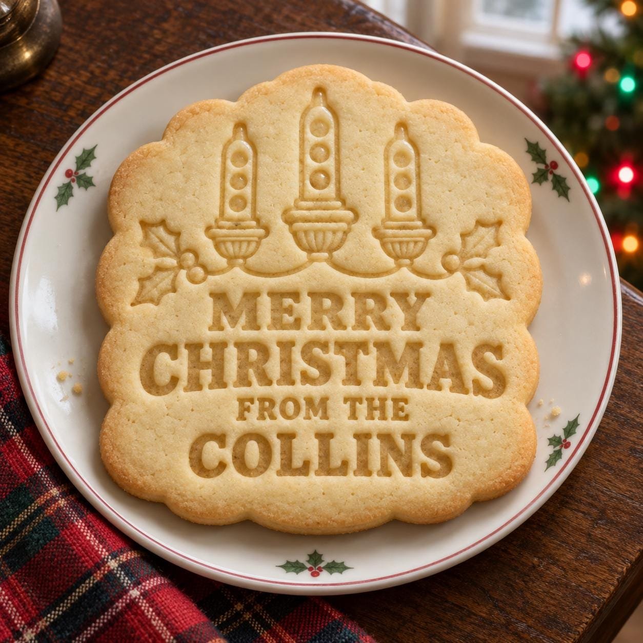 Personalized Christmas Cookie Cutter & Stamp Set, Retro Bubble Lights Design (3 Inch)