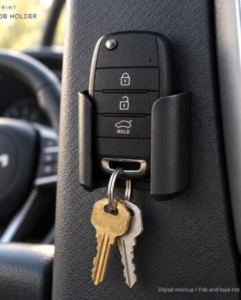 Kia Flip Key Fob Holder, Black Adhesive Dash Mount, Original or Cover Fits