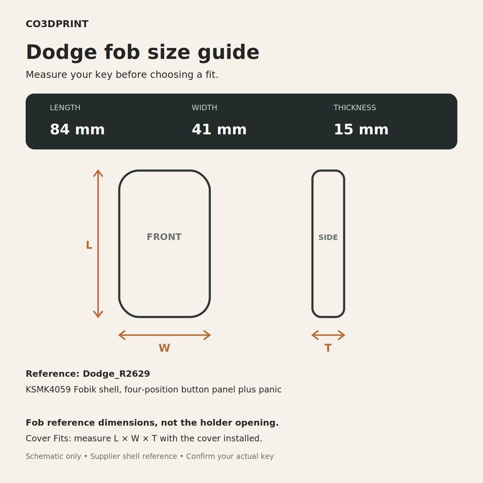 Dodge Fobik Key Holder, Black Adhesive Dash Mount, Original or Cover Fits - Image 2