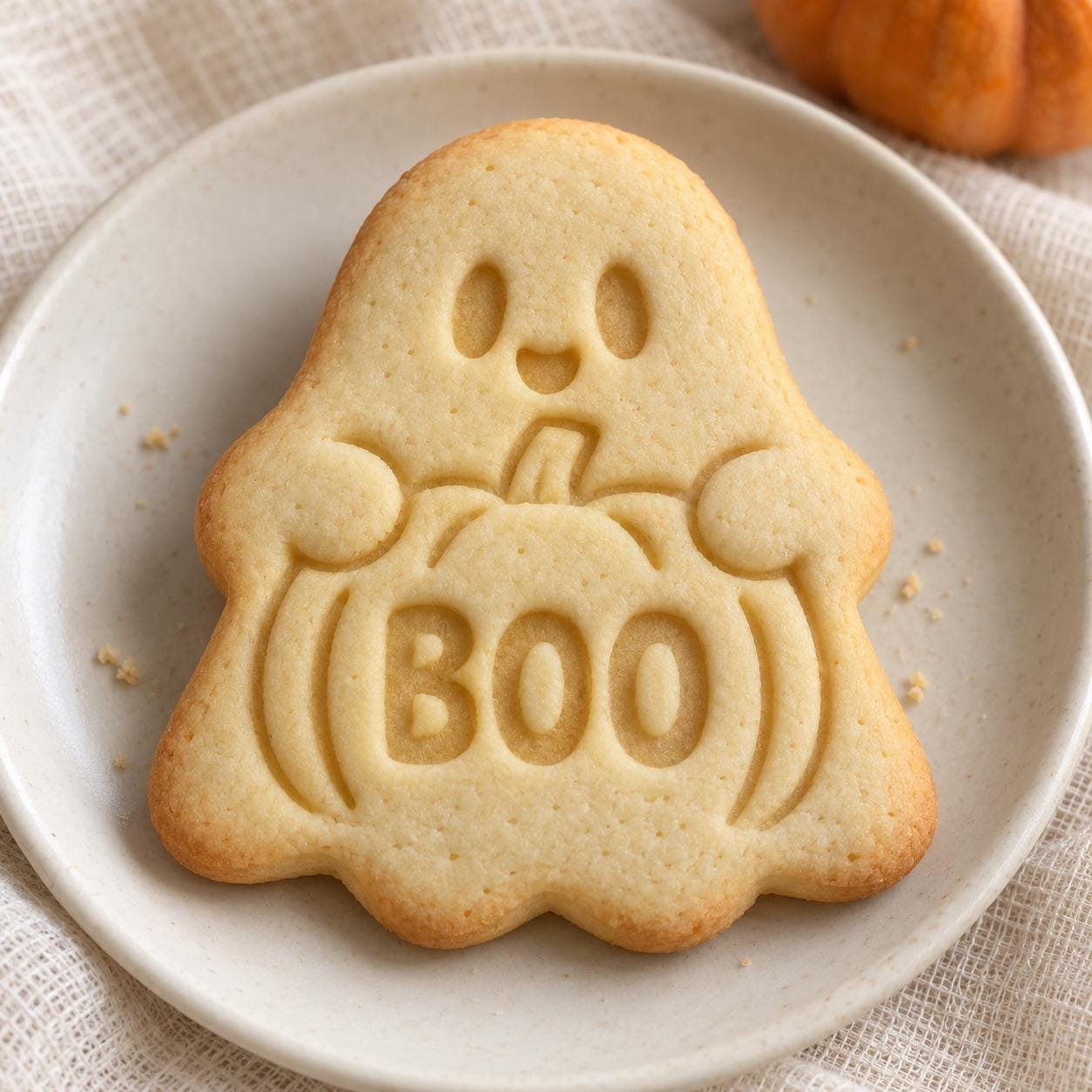 Ghost Pumpkin Cookie Cutter and Stamp Set, BOO Halloween Baking Design, 3 Inch