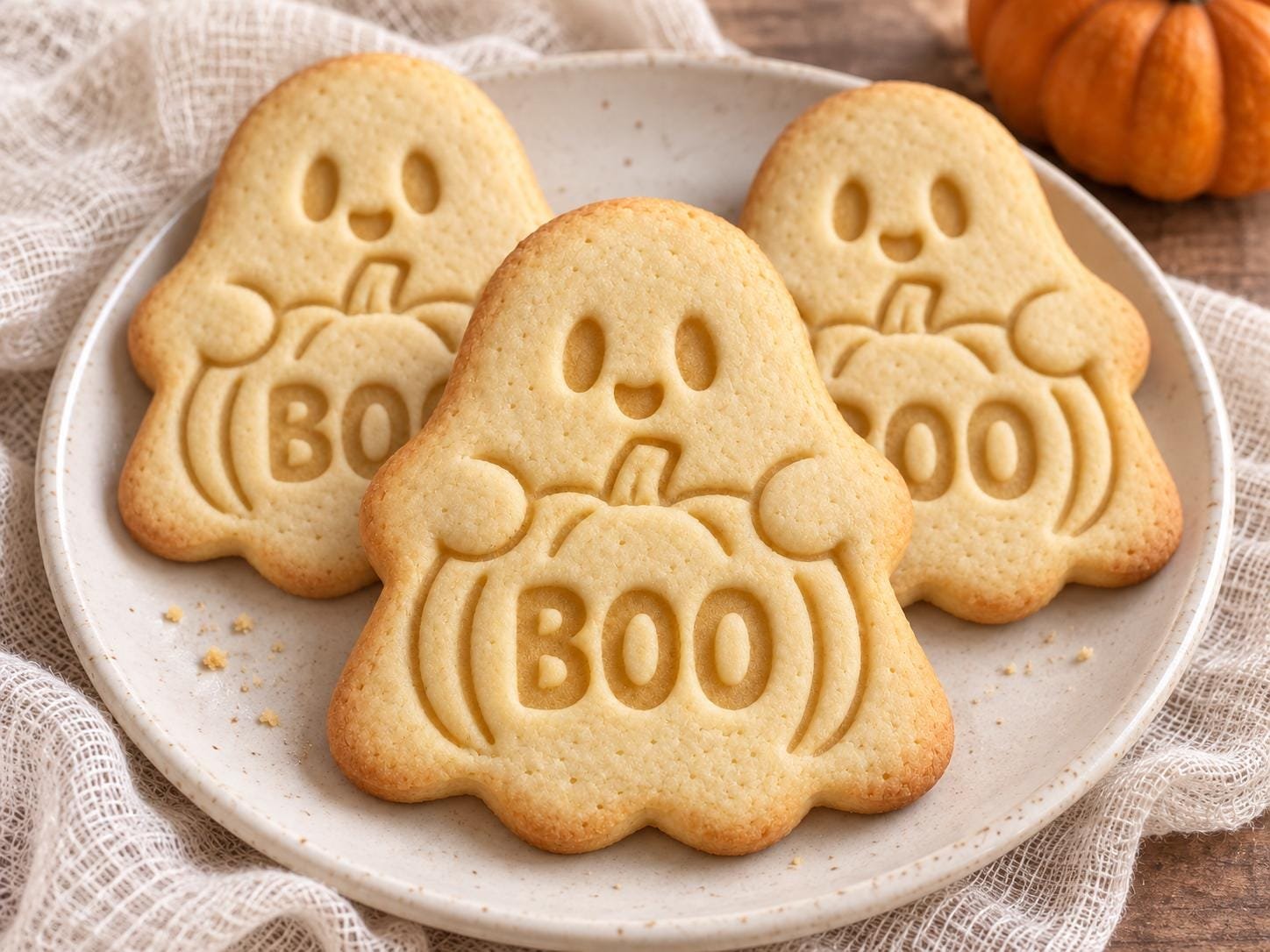 Ghost Pumpkin Cookie Cutter and Stamp Set, BOO Halloween Baking Design, 3 Inch - Image 2