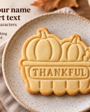 Personalized Pumpkin Basket Cookie Cutter and Stamp Set, Thanksgiving Harvest Design, 3 Inch