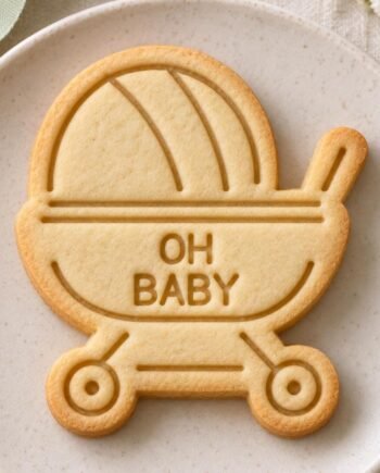 Personalized Baby Carriage Cookie Cutter & Stamp, Vintage Pram Design (3 Inch)