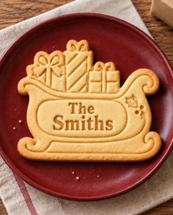 Personalized Christmas Sleigh Cookie Cutter and Stamp, Custom Family Name, 3 Inch
