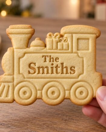 Personalized Christmas Train Cookie Cutter and Stamp, Custom Family Name, 3 Inch