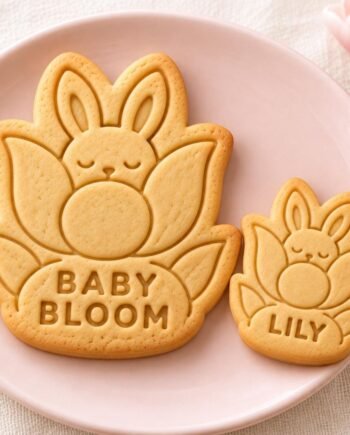Personalized Bunny Flower Cookie Stamp and Cutter, 3-Inch Baby in Bloom Set