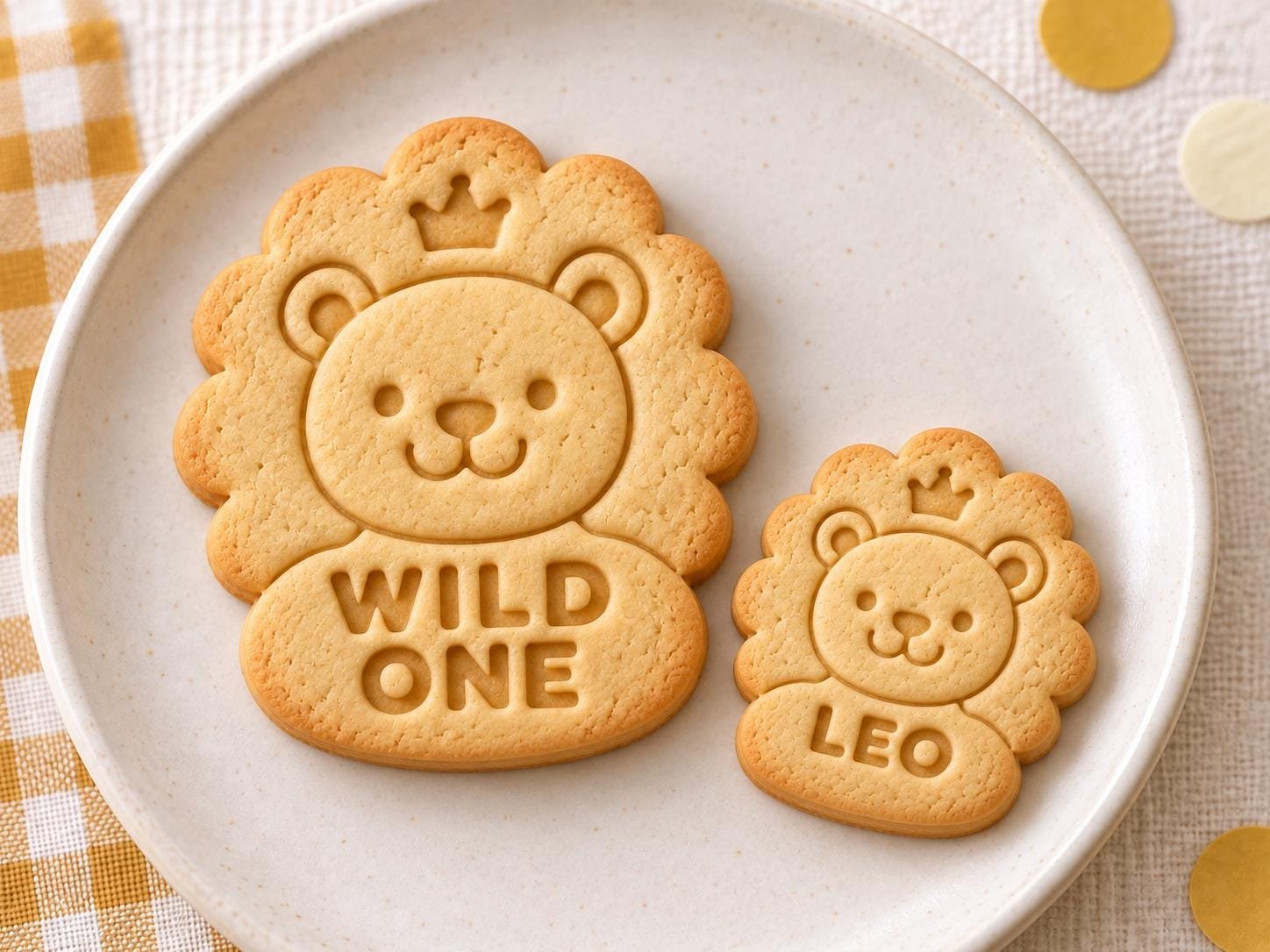 Wild One Lion Cookie Stamp and Cutter, Personalized 3-Inch First Birthday Set