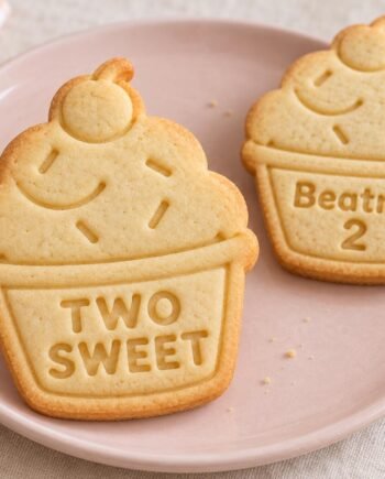Two Sweet Ice Cream Cookie Stamp and Cutter, Custom 3-Inch Birthday Set