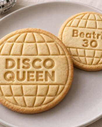 Disco Ball Cookie Stamp and Cutter, Disco Queen or Custom Birthday Text