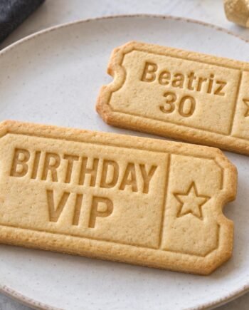Birthday VIP Ticket Cookie Stamp and Cutter, Preset or Custom Name and Age