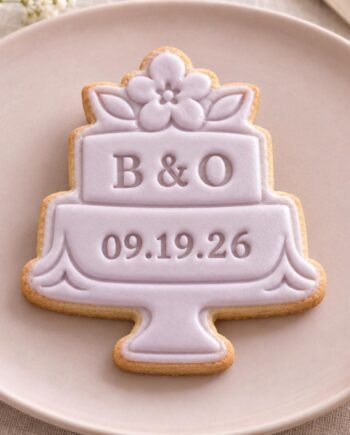 Wedding Cake Cookie Stamp and Cutter, Personalized Initials and Date, 3 Inch