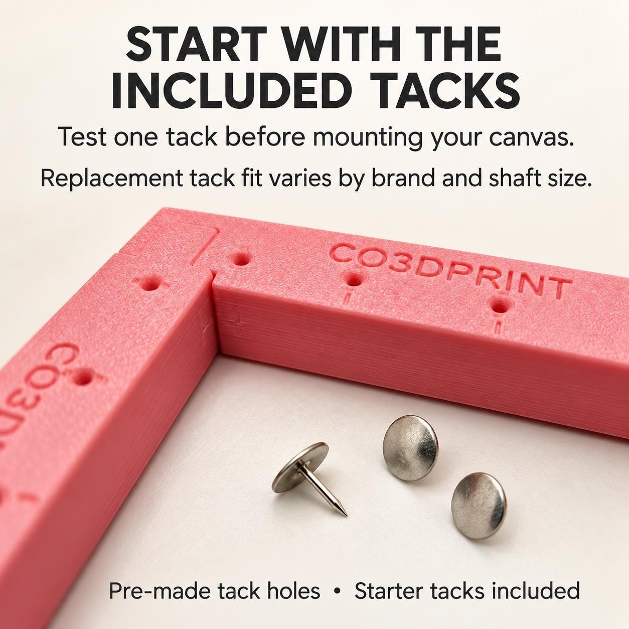 3D Printed Needlepoint Stretcher Bar Kit with Tacks, 4-Piece Frame, 4–10 Inch - Image 6