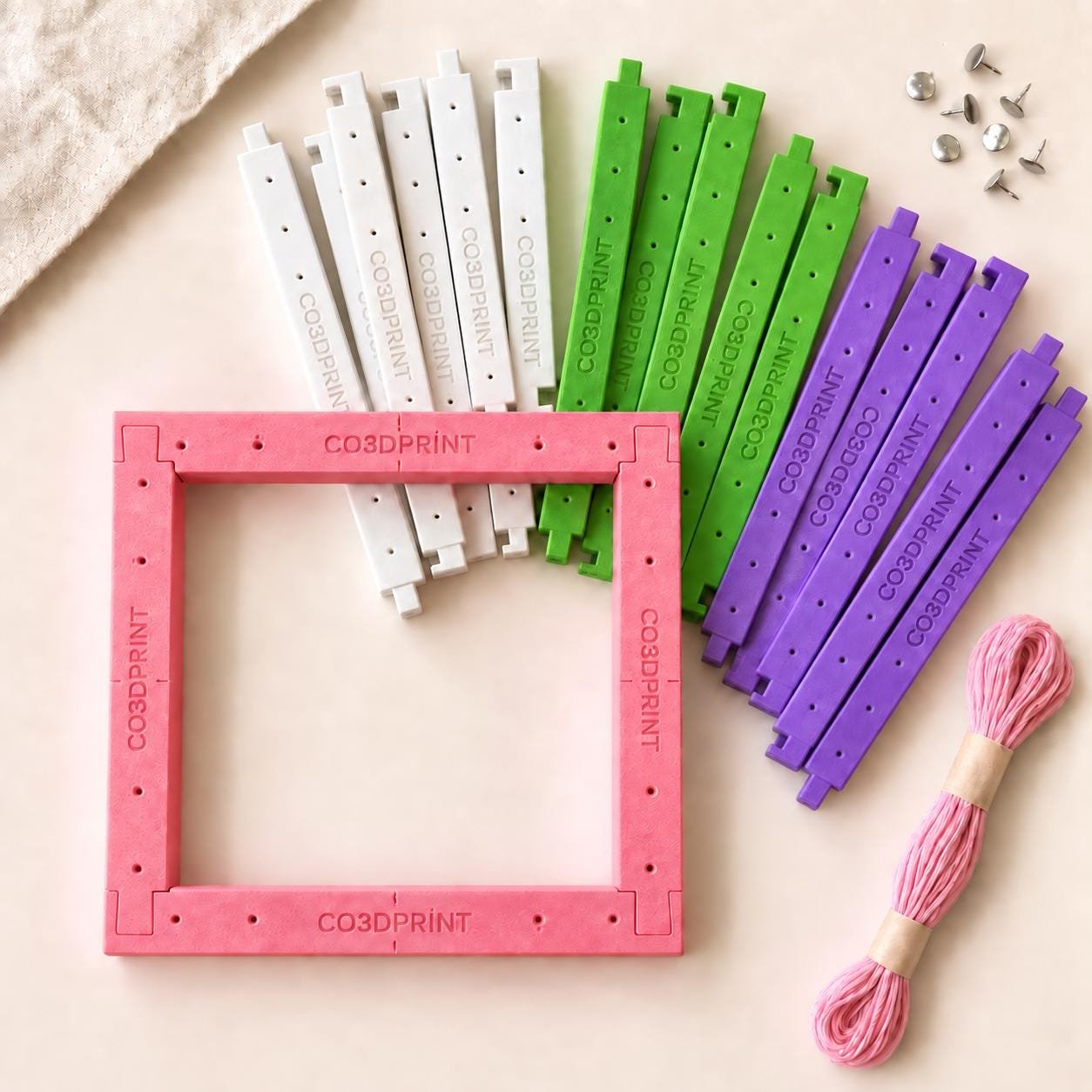 3D Printed Needlepoint Stretcher Bar Kit with Tacks, 4-Piece Frame, 4–10 Inch