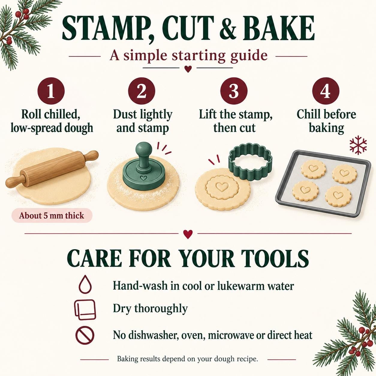 Personalized Christmas Candle Cookie Stamp and Cutter, Warm Wishes, Custom Name, Scalloped 3 Inch - Image 5