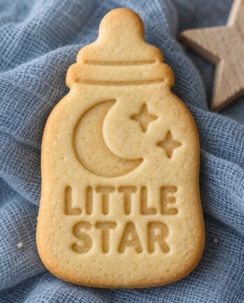 Moon and Stars Baby Bottle Cookie Stamp and Cutter, Optional Custom Name