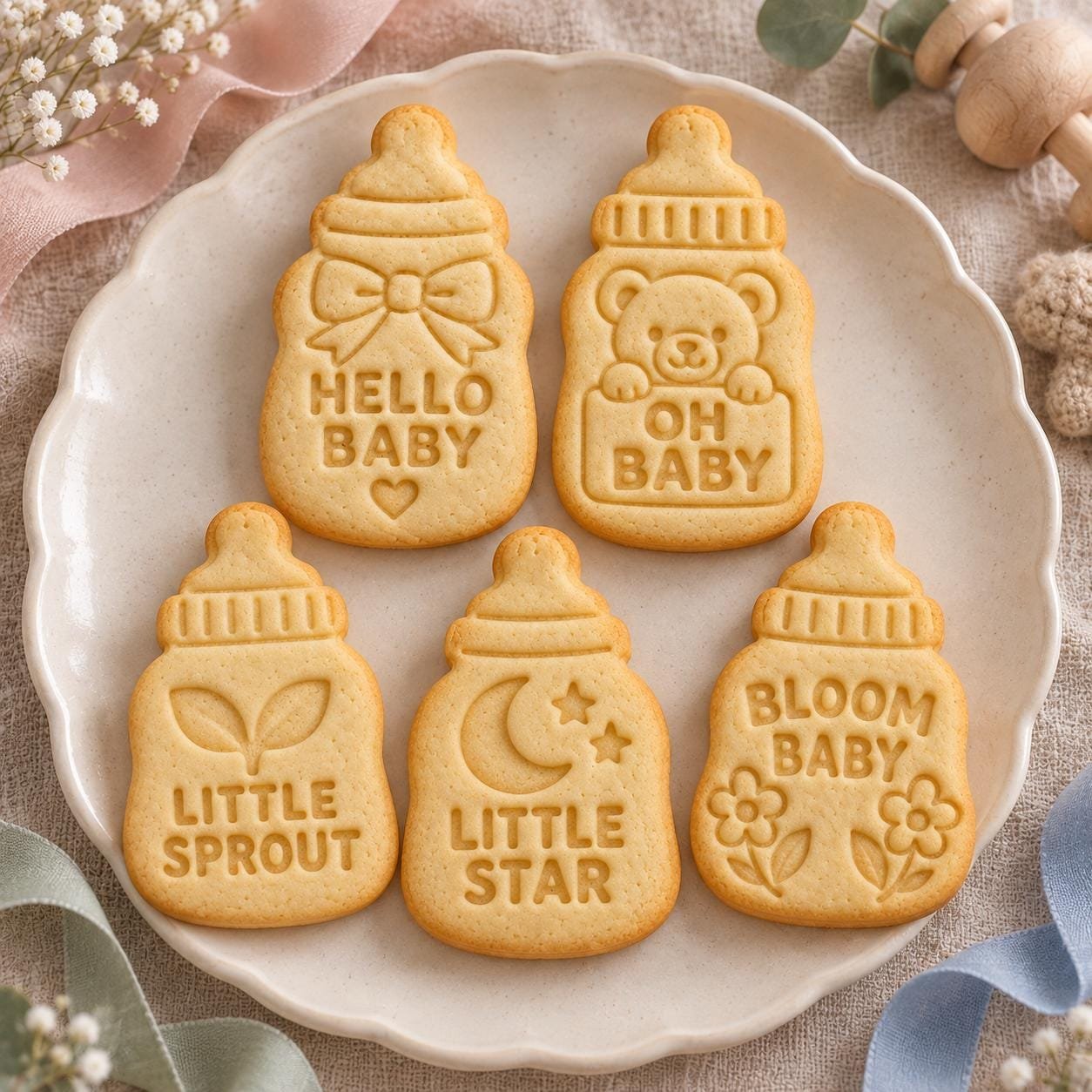 Baby Bottle Cookie Stamp and Cutter, Five Designs, Optional Custom Name