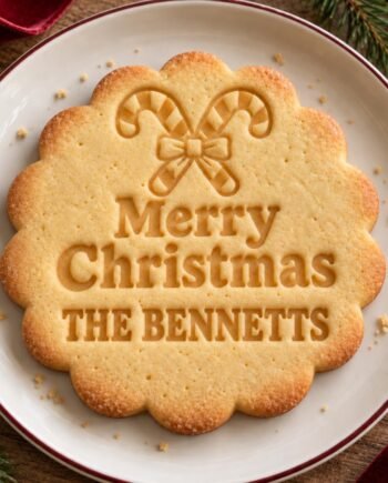 Personalized Candy Cane Cookie Stamp and Cutter, Custom Name Christmas Baking Set, 3 Inch