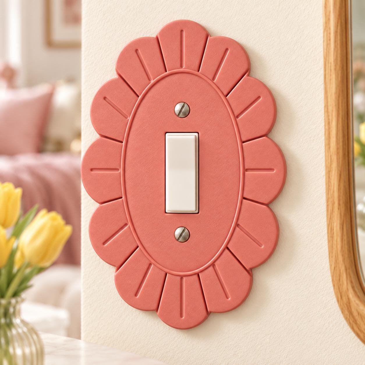 Petal Bloom Scalloped Switch Plate & Outlet Cover, Floral Toggle, Rocker or Duplex - Image 5