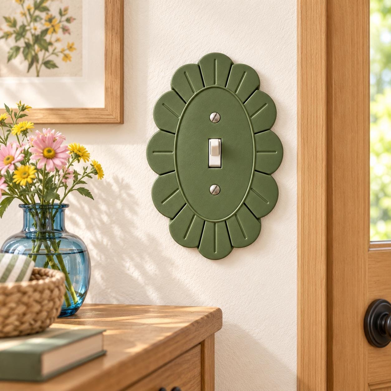 Petal Bloom Scalloped Switch Plate & Outlet Cover, Floral Toggle, Rocker or Duplex - Image 8