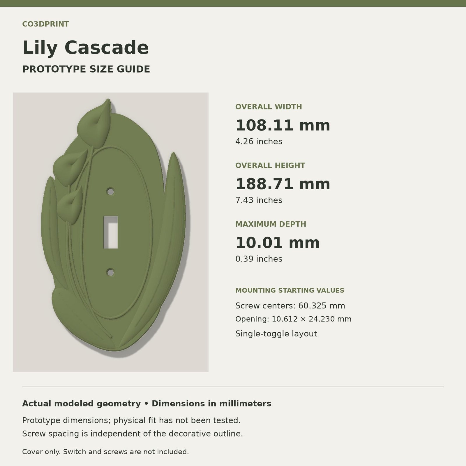 Calla Lily Switch Plate, Floral Single Toggle Cover, Lily Cascade Botanical Decor - Image 5