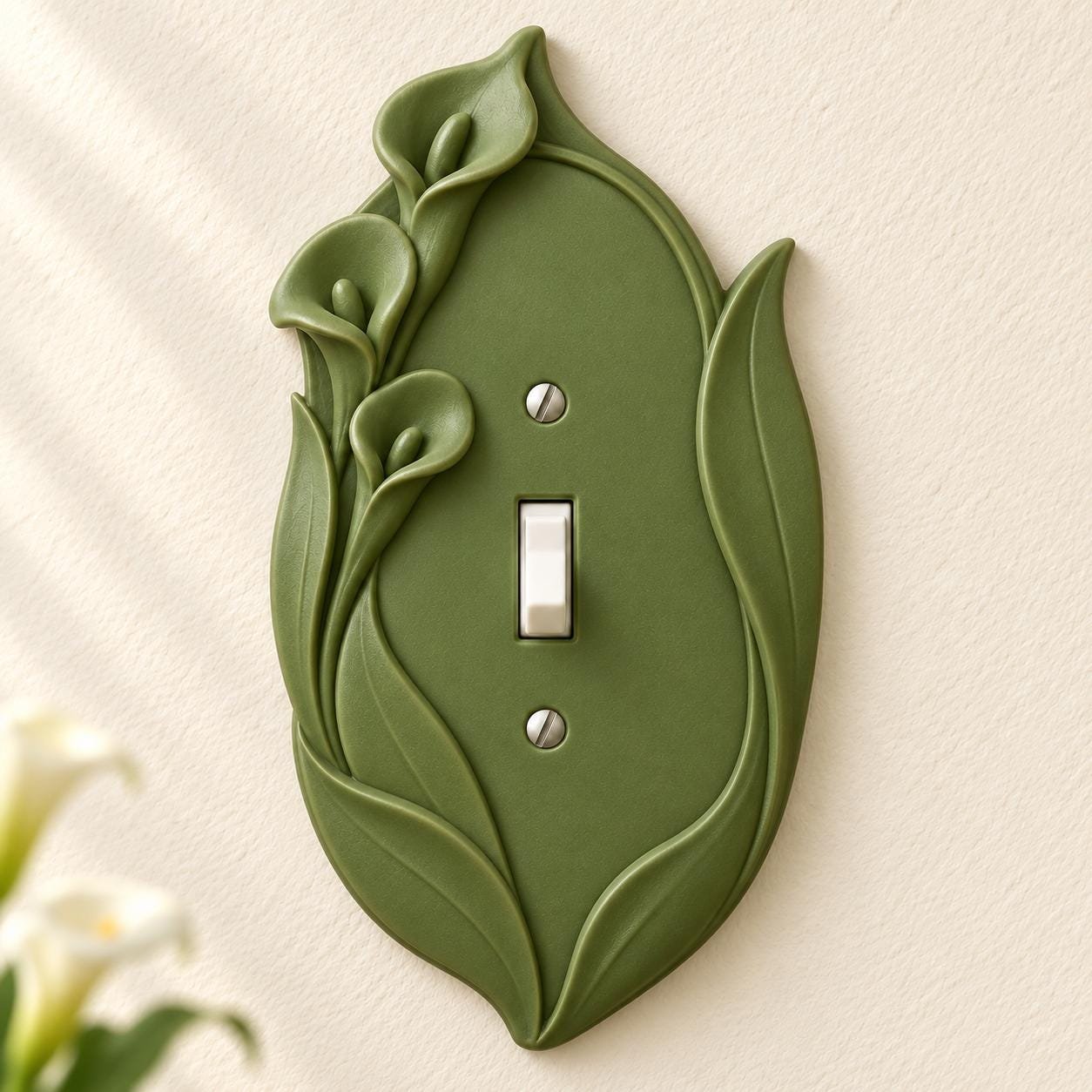 Calla Lily Switch Plate, Floral Single Toggle Cover, Lily Cascade Botanical Decor