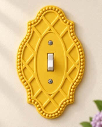 Beaded Trellis Switch Plate, Ornate Single Toggle Cover, Pearl Trellis Vintage Decor