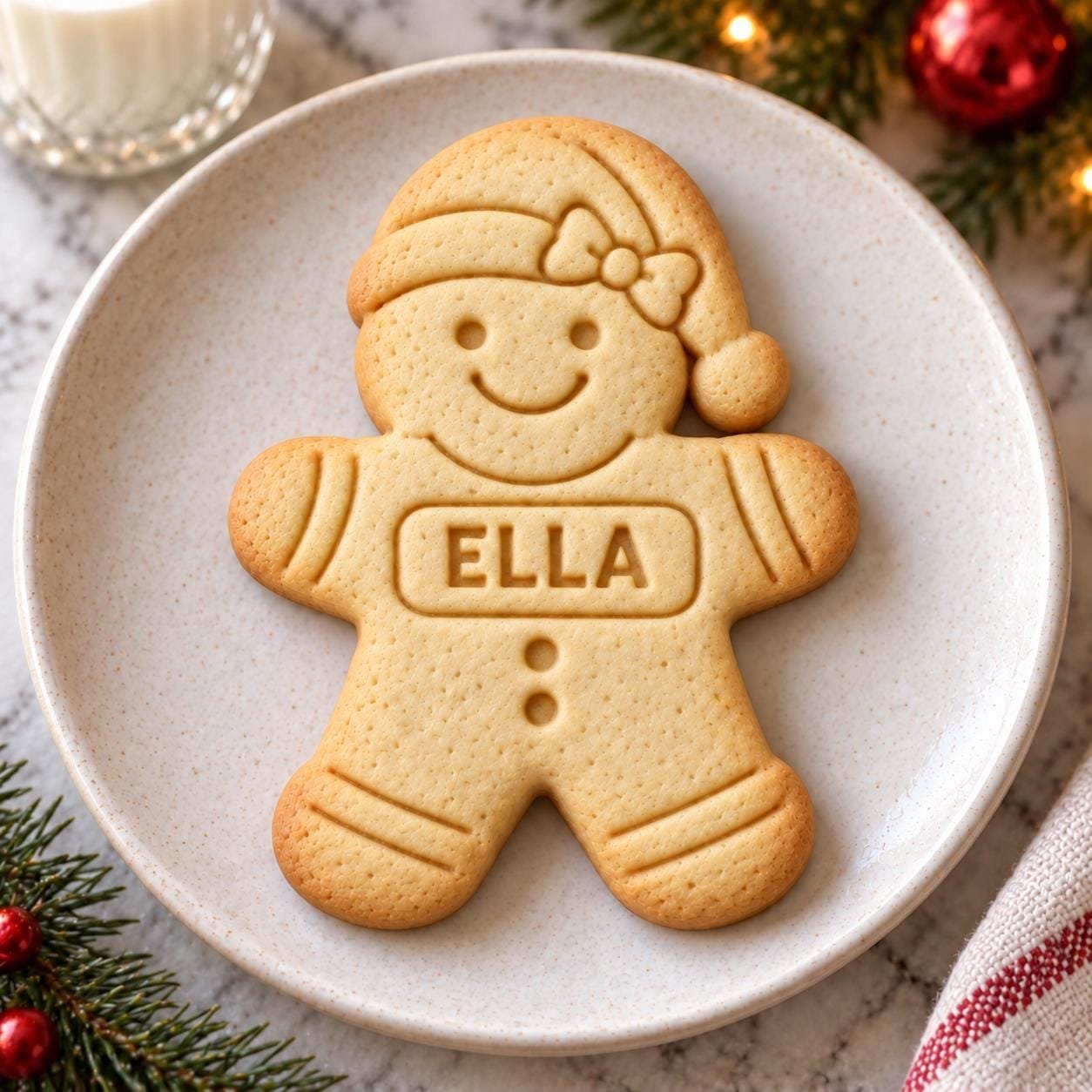Personalized Gingerbread Christmas Pajamas Cookie Cutter and Stamp, Boy or Girl, Custom Name, 5 Inch - Image 3