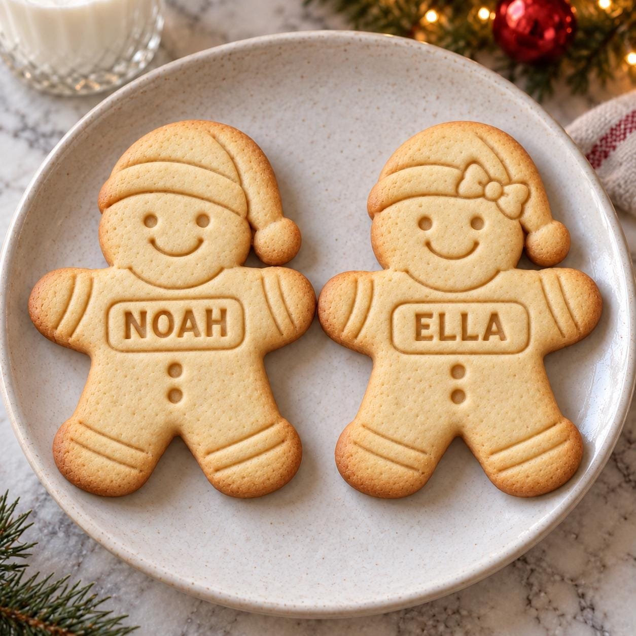 Personalized Gingerbread Christmas Pajamas Cookie Cutter and Stamp, Boy or Girl, Custom Name, 5 Inch