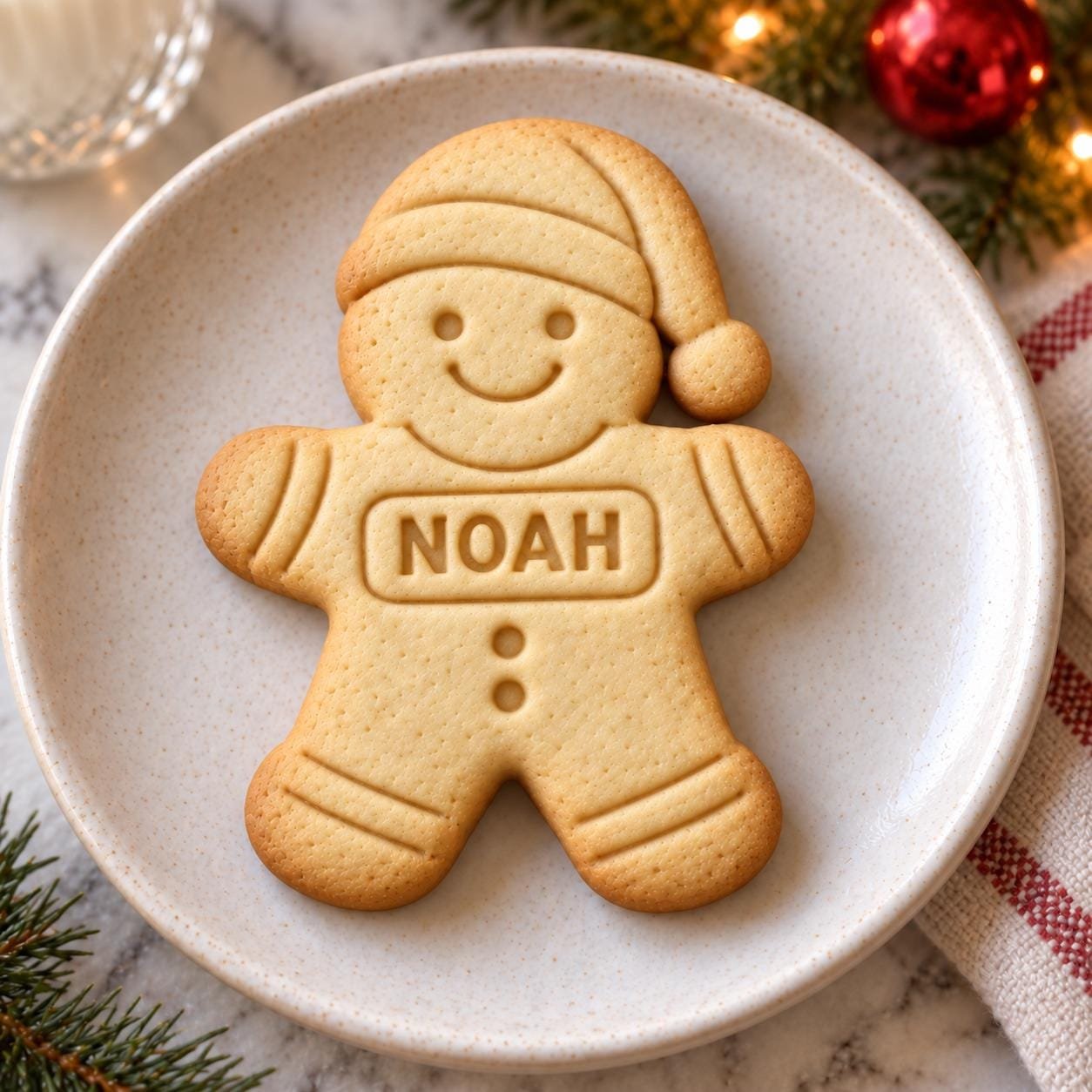 Personalized Gingerbread Christmas Pajamas Cookie Cutter and Stamp, Boy or Girl, Custom Name, 5 Inch - Image 2