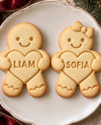 Personalized Gingerbread Heart Hug Cookie Cutter and Stamp, Boy or Girl, Custom Name, 5 Inch