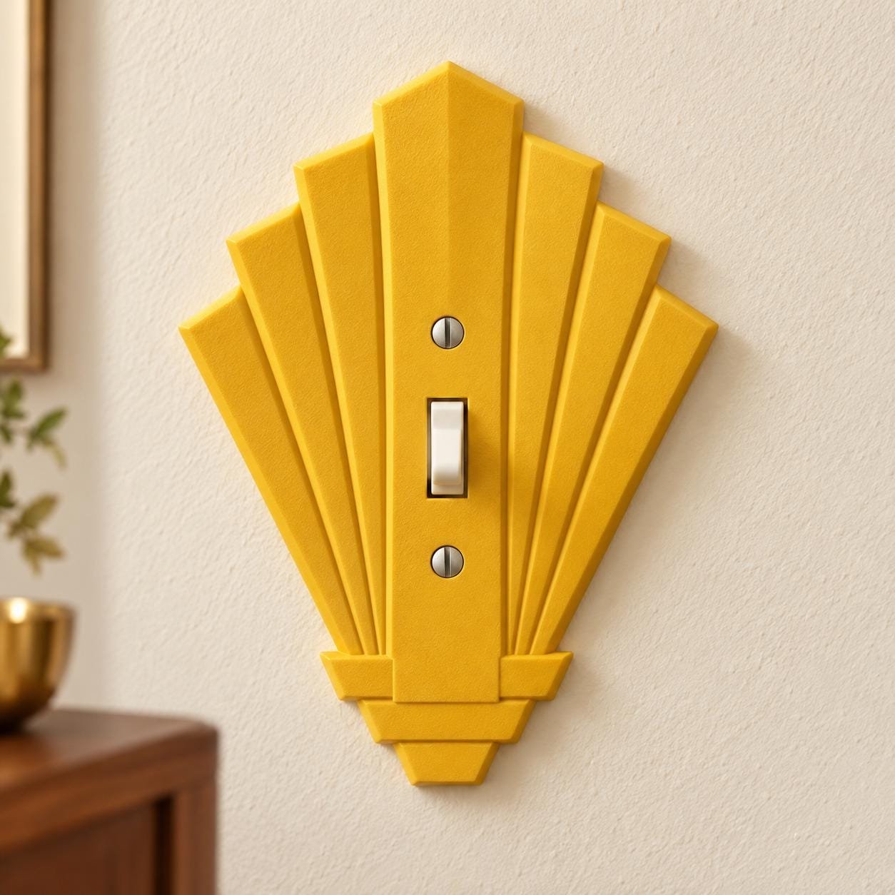 Art Deco Switch Plate & Outlet Cover, Deco Sunrise, Toggle, Rocker or Duplex
